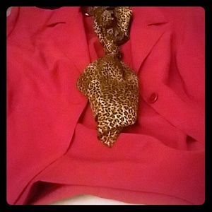 Suit with skirt and scarf